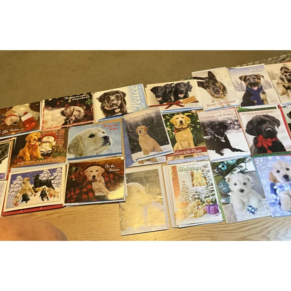 Mixed Brands NEW  Un-Used Christmas Cards DOGS With Envelopes! Lot Of 43 Vintage